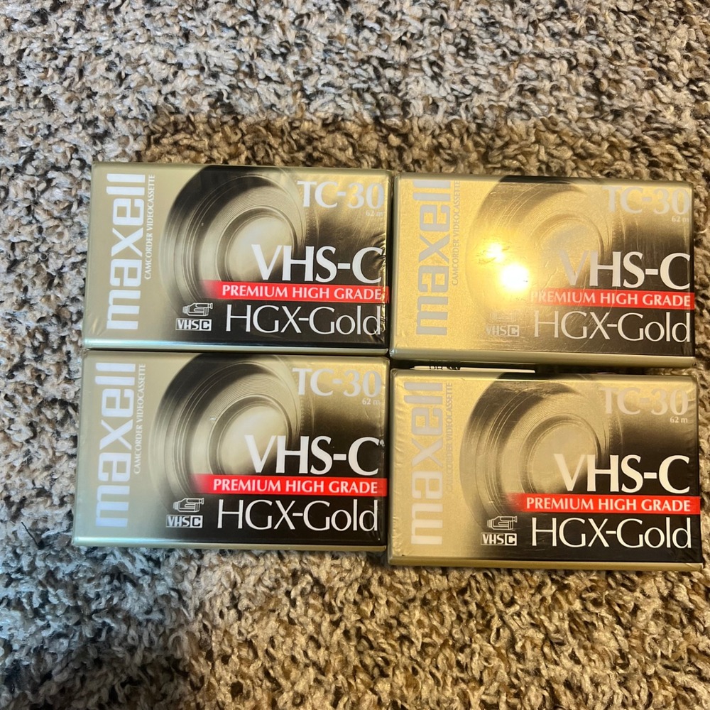 Maxell VHS-C TC-30 HGX-Gold Premium High Grade Camcorder Tapes 4 Pack Sealed